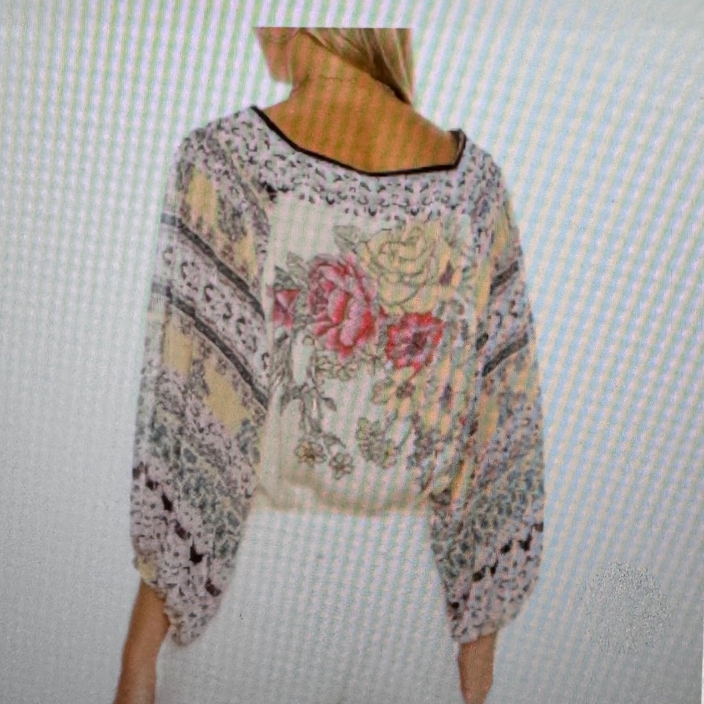 Free People Blue Nile Multicolor Printed Floral Blouse - Picture 2 of 9